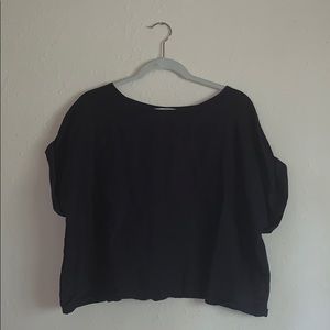Dark navy denim oversized crop top